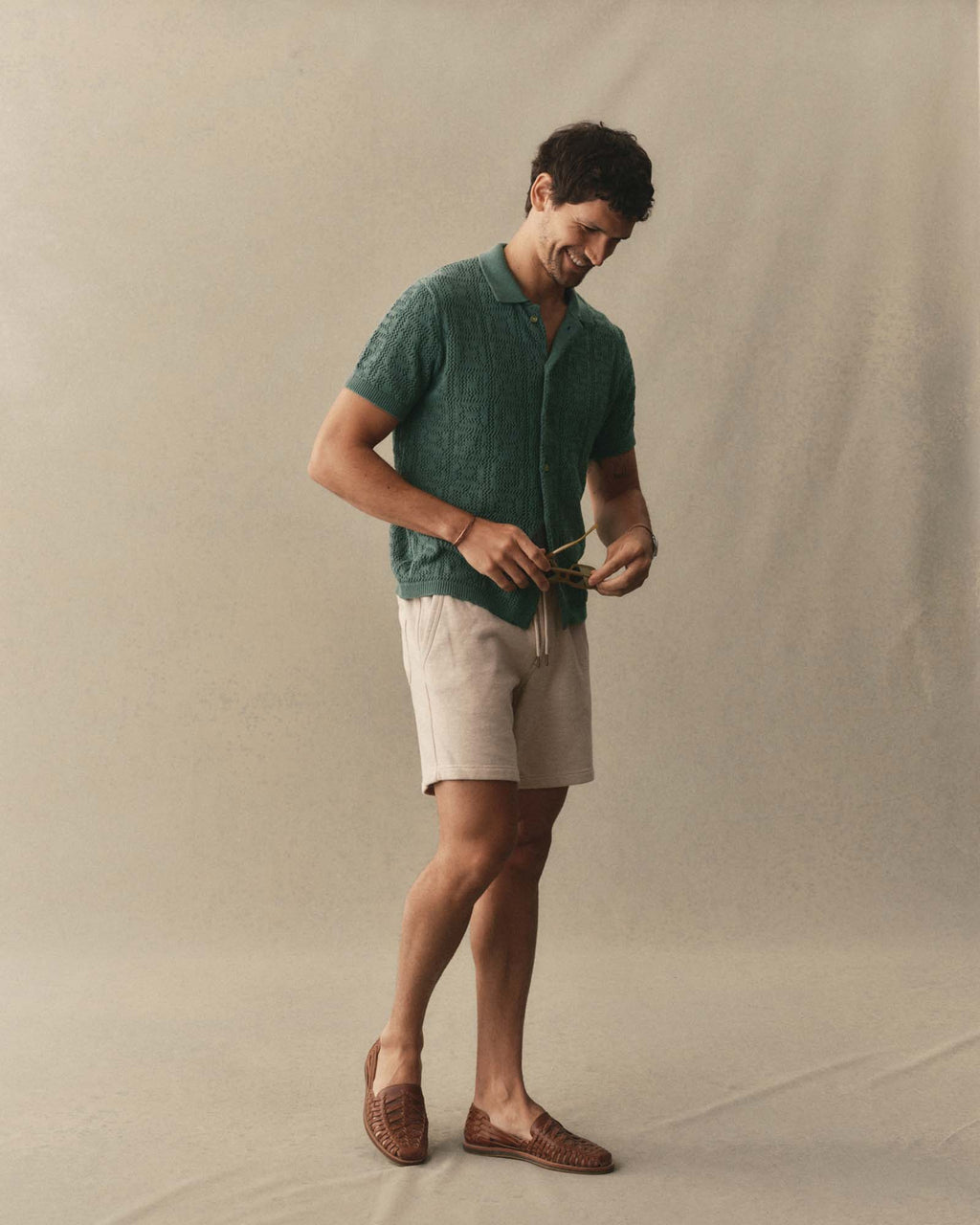 The Monterey Sweater Polo in Deep Sea Geo Crochet